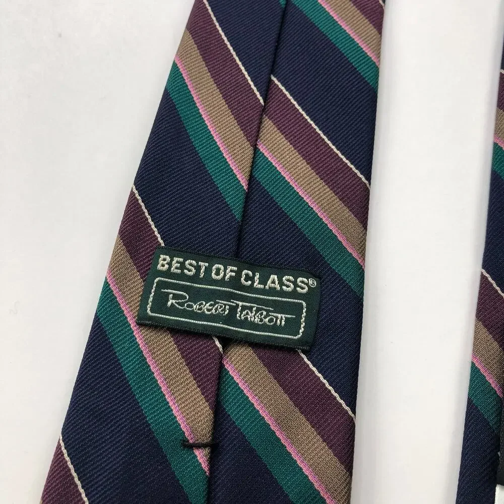 Robert Talbott Best of Class 100% Silk Neck Tie Men’s Striped Vintage VTG 55